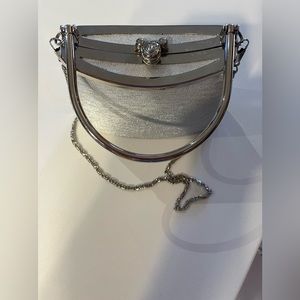 Adorable Silver Clutch Bucket Bag